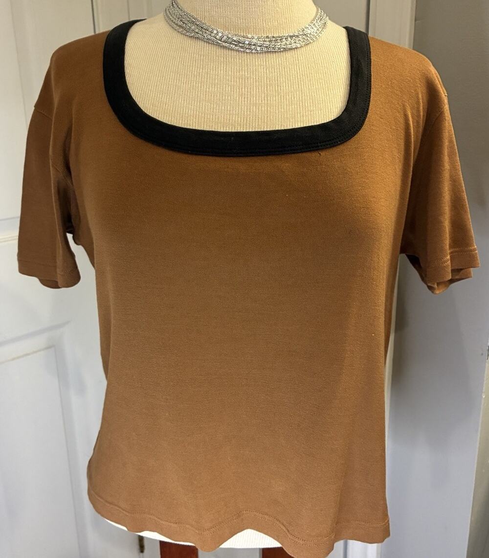 Vtg 80s BALENCIAGA Paris Mercerized Cotton Scoop Neck Top Made in France 42 M